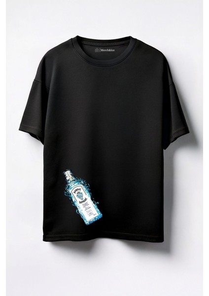 Bombay Bomb Baskılı Unisex Oversize T-Shirt Siyah
