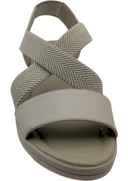 Talirys | Kadın Likralı Hasır Detaylı Düz Sandalet - Bej - 38 modelleri