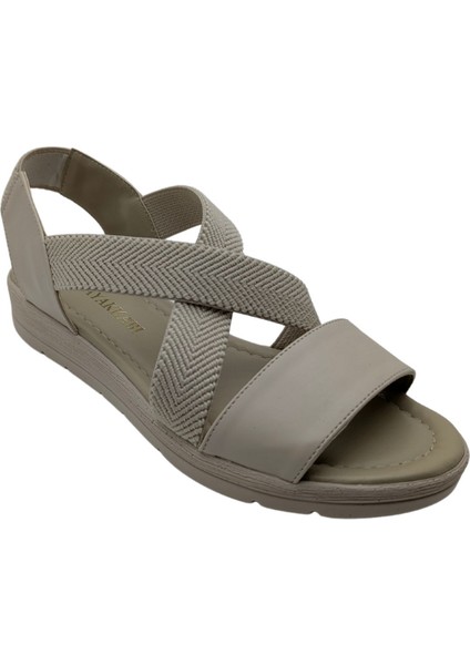 Talirys | Kadın Likralı Hasır Detaylı Düz Sandalet - Bej - 38 fırsatları