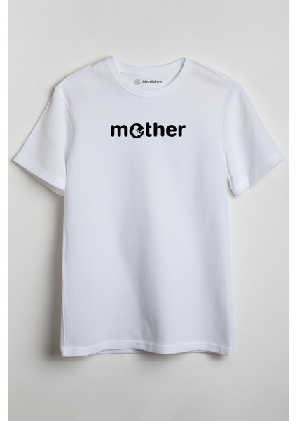 Mother Child Önü Baskılı Unisex Tişört Beyaz