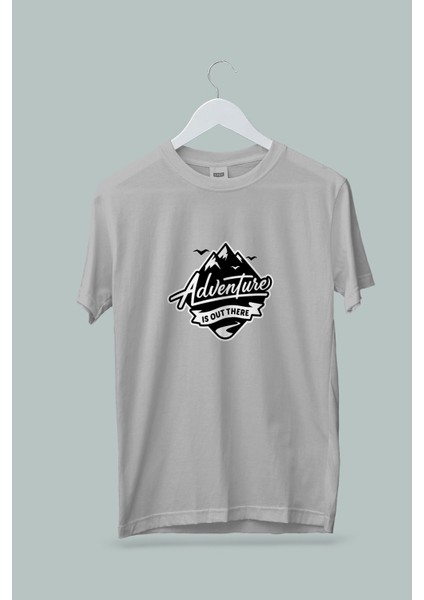 Kaliteli Penye Kadın Erkek Unisex Yetişkin Baskılı Beyaz Gri Siyah Tshirt Adventure Doğa Macera
