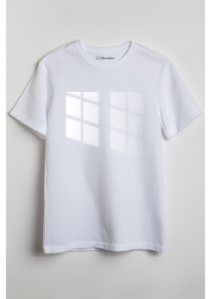 Window Önü Baskılı Unisex Tişört Beyaz