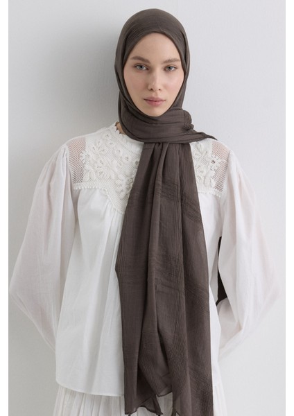 Püsküllü %50 Pamuk Brice Şal - Antrasit