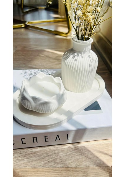 Beyaz Kokulu Mumlu Lotus Bohem Beton Dekoratif Set (3 Parça) fiyatları