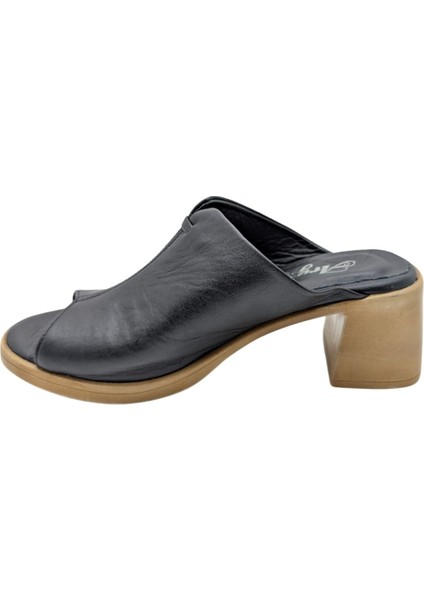 Amarella | Kadın Hakiki Deri Topuklu Terlik - Siyah - 39 fiyatları