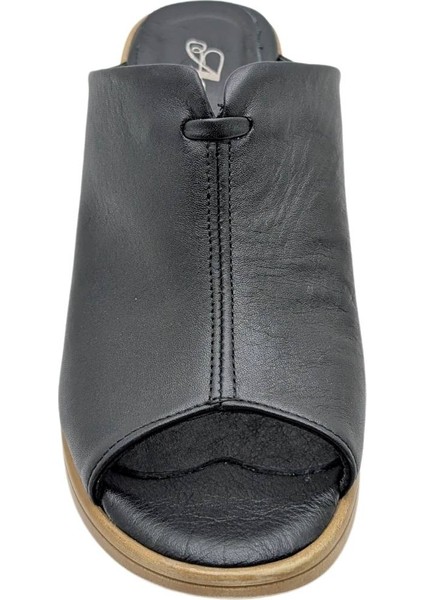 Amarella | Kadın Hakiki Deri Topuklu Terlik - Siyah - 39 modelleri