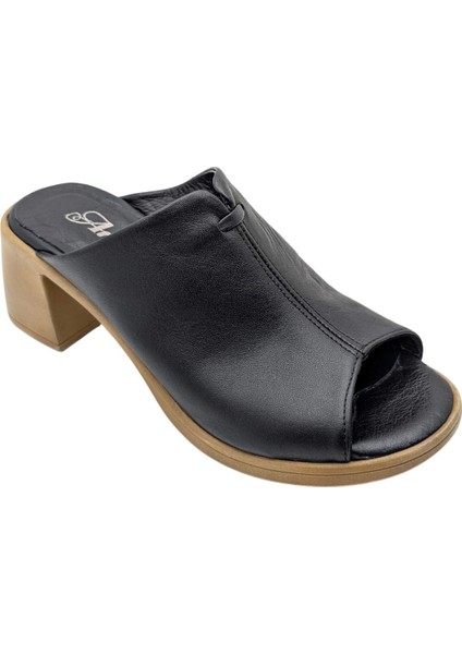 Amarella | Kadın Hakiki Deri Topuklu Terlik - Siyah - 39 fırsatları