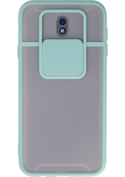 Samsung Galaxy J7 Pro / J730 Kılıf Palm Buzlu Kamera Sürgülü Silikon - Turkuaz Drstr