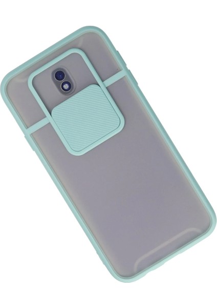 Samsung Galaxy J7 Pro / J730 Kılıf Palm Buzlu Kamera Sürgülü Silikon - Turkuaz Drstr fiyatları