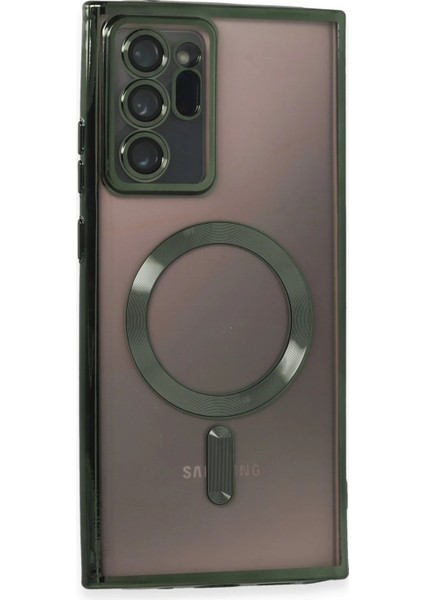 Samsung Galaxy Note 20 Ultra Kılıf Kross Magneticsafe Kapak - Koyu Yeşil Inslm