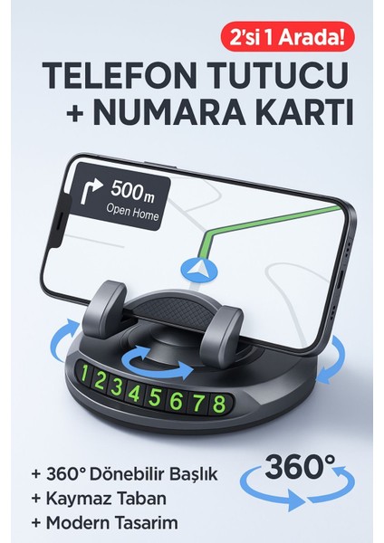 Park Numarası Gösterge Ünitesi ve 360 Derece Dönen Telefon Tutucu