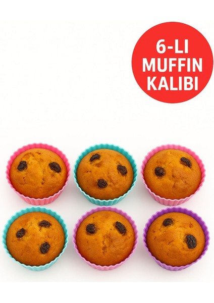 Pratik Silikon Muffin Kalıbı - 6’lı Set fırsatları