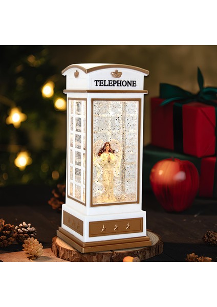 Telefon Kulübeli Işıklı Müzikli Kar Küresi