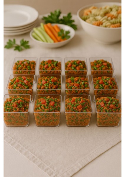 10’lu Kare Plastik Tatlı Sunum Bardakları – Şık ve Hazır Ikramlık Set – 220 ml