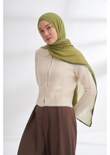 Biyeli Müslin Şal - Olive modelleri