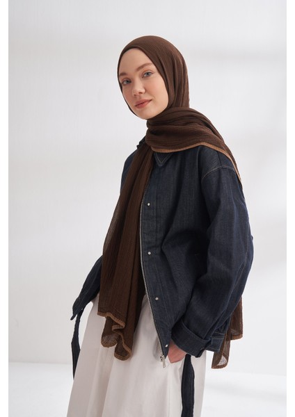 Biyeli Müslin Şal - Acı Kahve modelleri