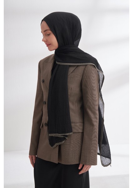 Biyeli Müslin Şal - Siyah