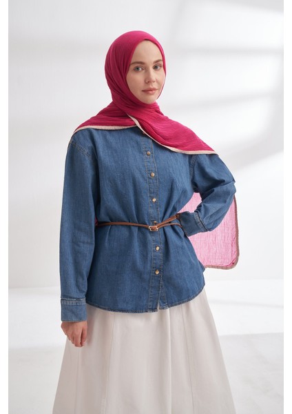 Biyeli Müslin Şal - Fuşya