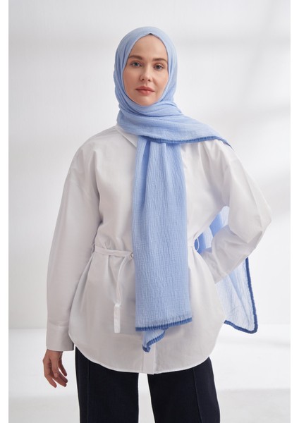 Biyeli Müslin Şal - Bebe Mavisi modelleri