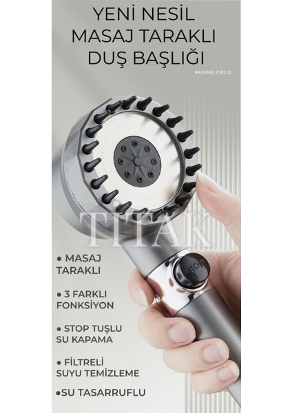 Tr Yeni Nesil Masajlı Duş Başlığı Beyaz Plastik Duş Başlığı