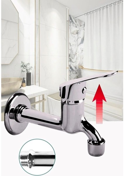 2 Yıl Aç Kapa Perletörlü Uzun Musluk Tuvalet Bahçe Çeşme Balkon Lavabo Wc Musluğu Tr Krom Tehlikeli