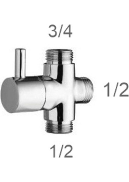 Pirinç Yapıtaşı YT32 Kartepe Banyo Robot Duş Seti Yönlendirici Musluk 3/4x1/2x1/2 Krom Renk Tr Duş
