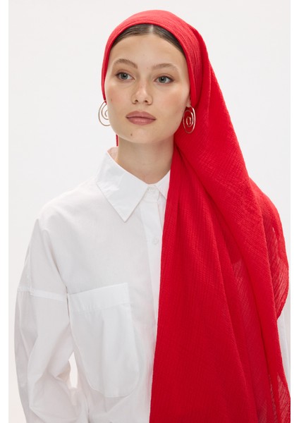 Pamuklu Müslin Şal - Kırmızı modelleri