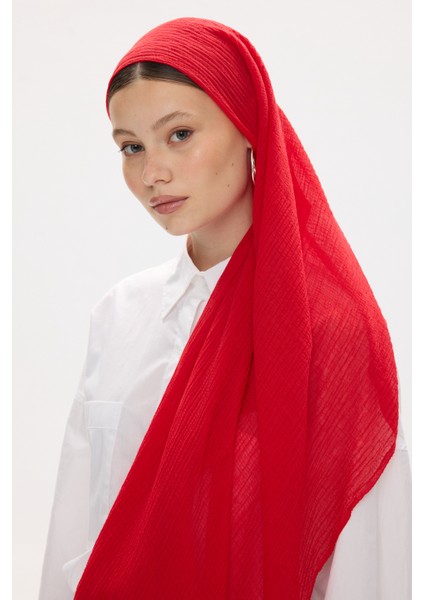 Pamuklu Müslin Şal - Kırmızı fırsatları