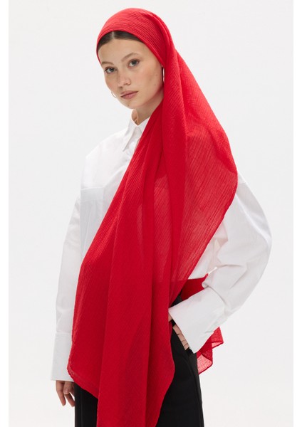 Pamuklu Müslin Şal - Kırmızı
