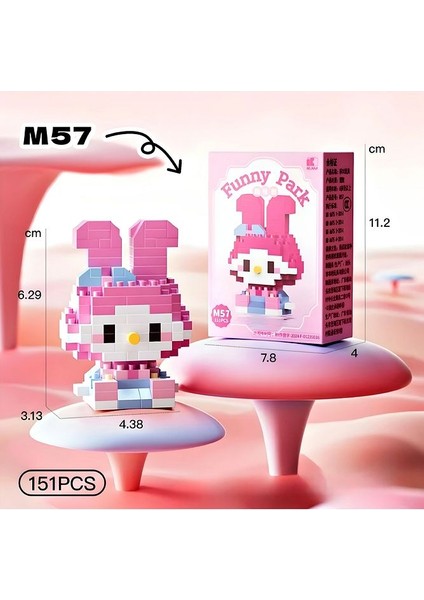 My Melody Mini Blok Yapı Oyuncağı - 151 Parça 3D Puzzle Figür Seti