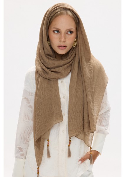 Pamuklu Müslin Şal - Taş