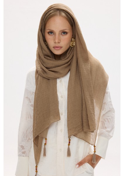 Pamuklu Müslin Şal - Taş