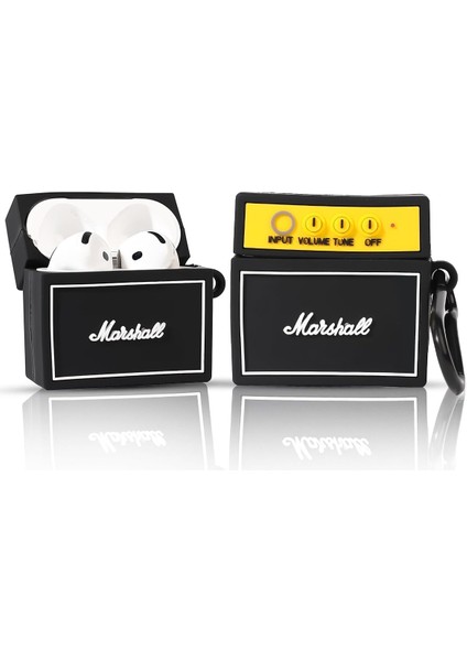 Airpods 4.nesil Uyumlu Kılıf Marshall Retro Müzik Kutusu Figürlü Silikon Kılıf