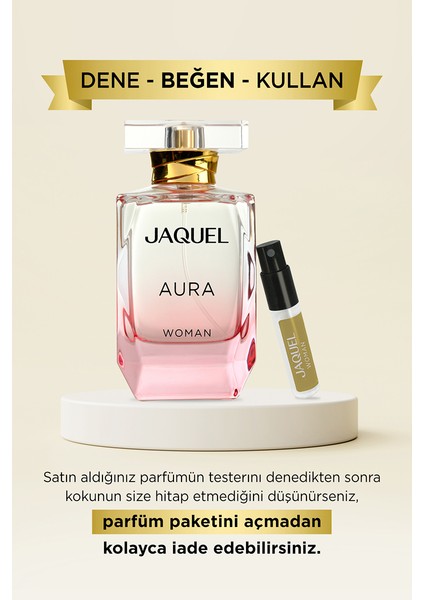Aura Kadın Parfüm 100ml, Çiçeksi, Siyah Üzüm, İris, Yasemin, Portakal Çiçeği, Pralin, Vanilya fiyatları