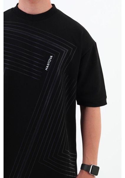 Siyah Çizgili Mevsimlik Unisex T-Shirt