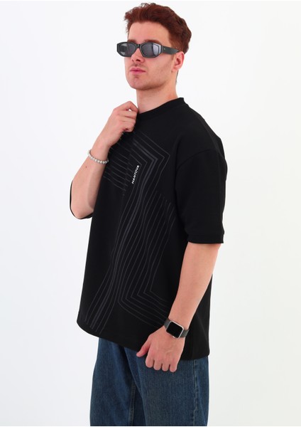 Siyah Çizgili Mevsimlik Unisex T-Shirt