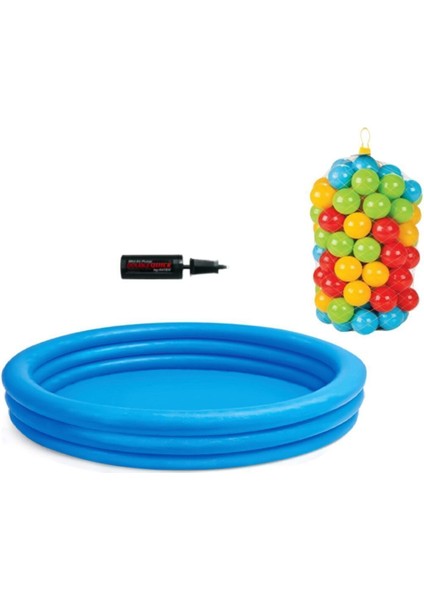Kristal Mavi Havuz Seti, 114X25 Cm, 50 Top ve Pompa ile Keyifli Yaz Eğlencesi