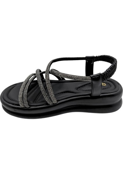 Tresorra - Kadın Taşlı Hafif Dolgu Topuklu Sandalet - Siyah - 37 fiyatları