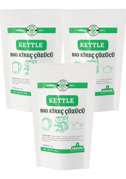 Tehlikeli Değil Bio Kireç Çözücü 60G Kettle Çaydanlık Expresso Coffe Machine x 3 Li Set (180G- 12 K