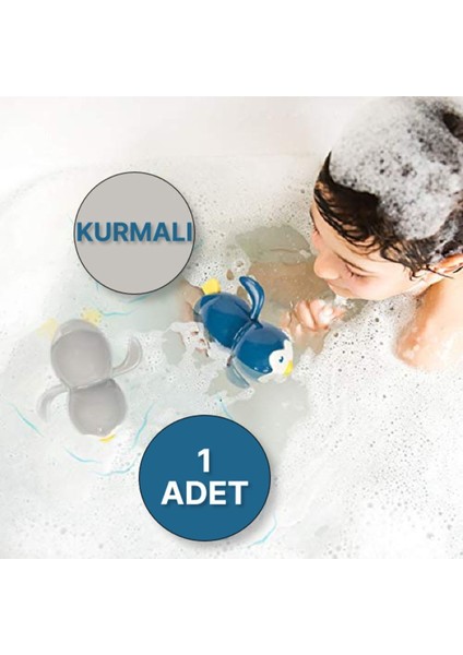 Kurmalı Yüzen Penguen Oyuncak, Banyo ve Havuz Için Eğlenceli Seçenek