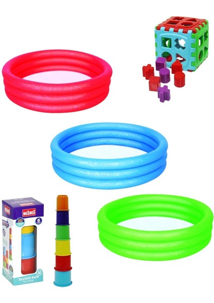 Renkli 102 cm Havuz ve Eğitici Bultaklı Sevimli Kuleli Oyun Seti