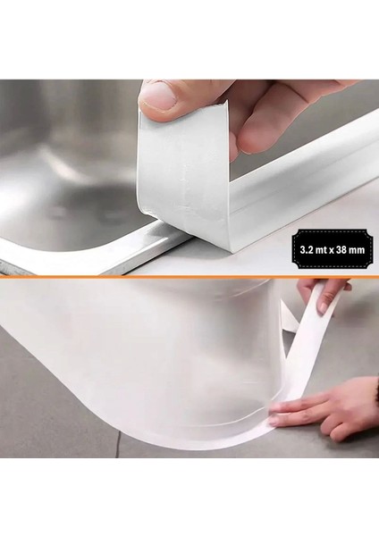 Tr Su Sızdırmaz Banyo Mutfak Lavabo Küvet Izolasyon Şerit Bant,lavabo Kenar Bandı 3.2 mt x 38 mm