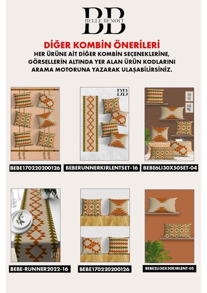 Turuncu Etnik Tasarım Dikdörtgen 30X50 2'li Çift Taraflı Yastık Kılıfı Seti fiyatları