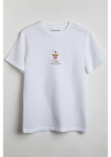 Happy December Mutlu Noeller Yılbaşı Baskılı Unisex T-Shirt Beyaz