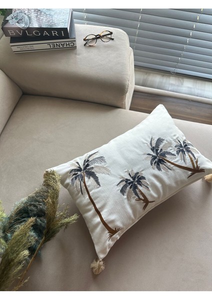 Nakışlı Kırlent Kılıfı Ekru Gri Kahve, Şık ve Rahat Dekorasyon Ürünü fiyatları