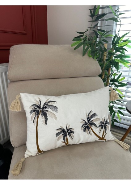 Nakışlı Kırlent Kılıfı Ekru Gri Kahve, Şık ve Rahat Dekorasyon Ürünü indirimleri