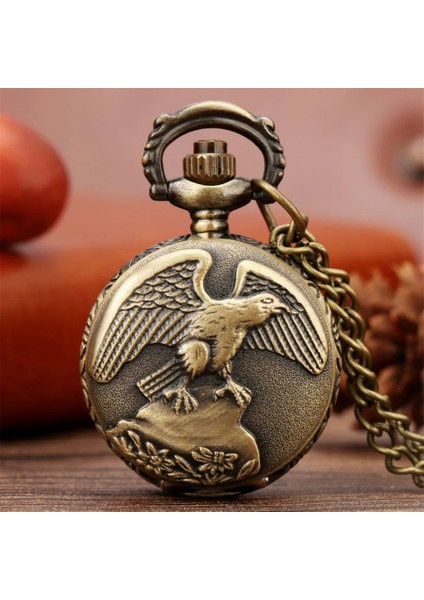 Kişiye Özel Retro Kartal Kabartmalı Quartz Köstekli Saat