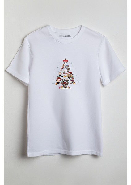 Harry Potter Noel Ağacı Yılbaşı Baskılı Unisex T-Shirt Beyaz