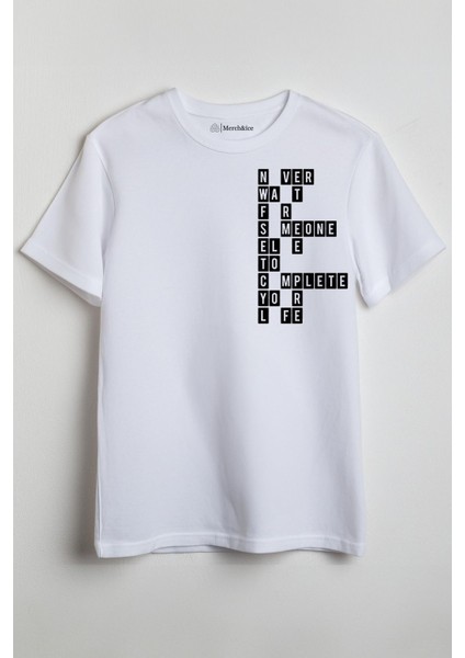 Complete Önü Baskılı Unisex Tişört Beyaz