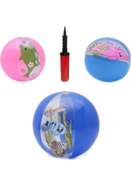 34 cm Deniz Topu ve Pompa ile Yaz Eğlencesi Için Harika Bir Set